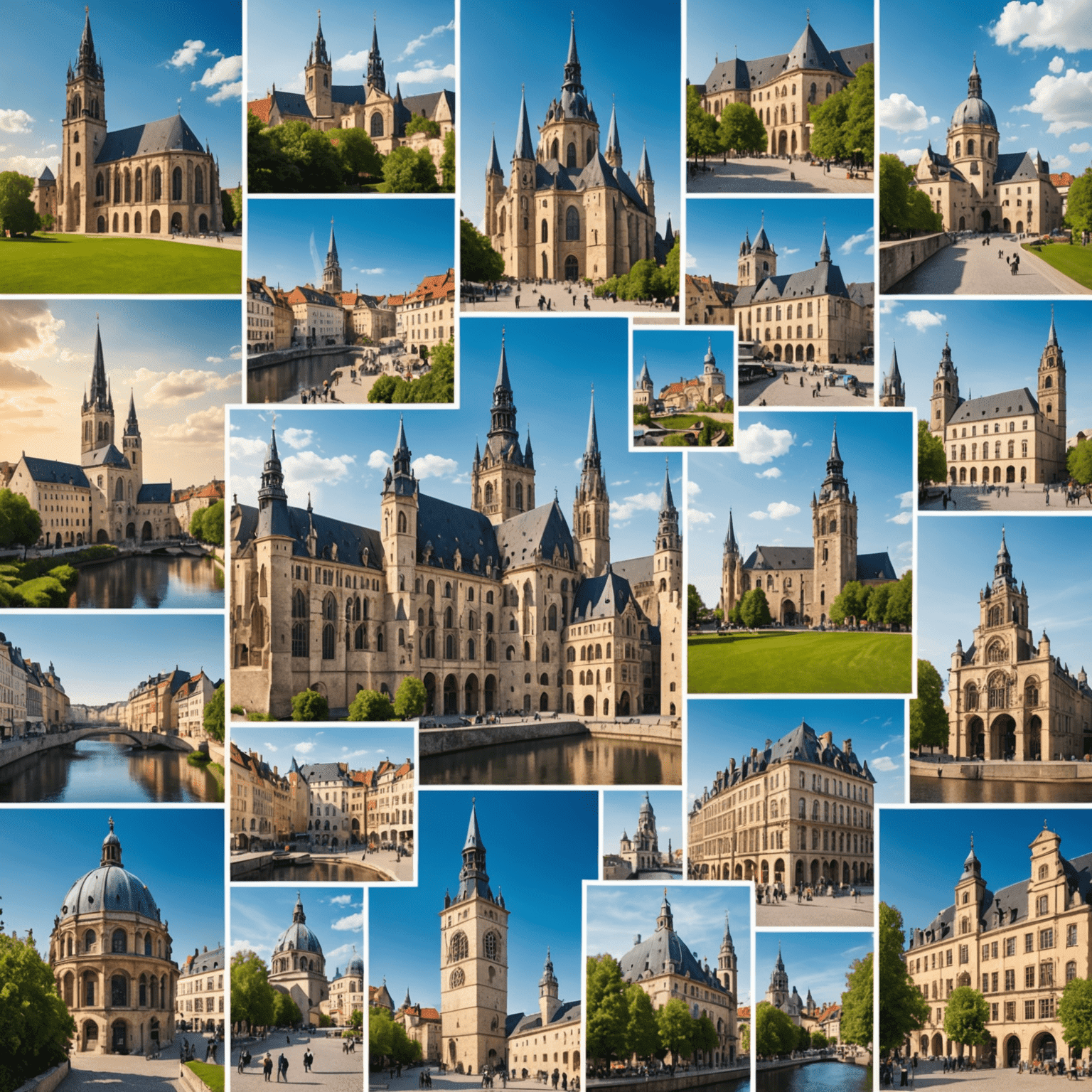 A collage of European landmarks with business icons overlaid, representing the diverse landscape for starting a small business in Europe